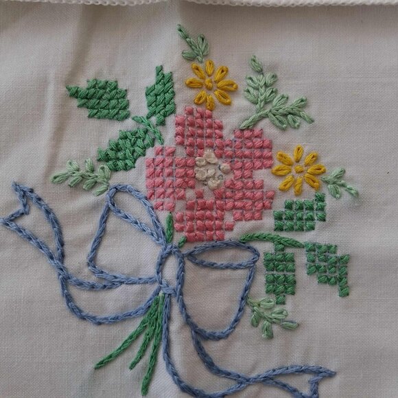 EMBROIDERED FLOWERED CLOTH NAPKINS-SET OF (4) - Picture 2 of 6